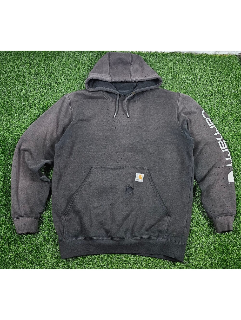Thrashed Sunfaded Carhartt Hoodie Faded Size Medium Distressed Worn